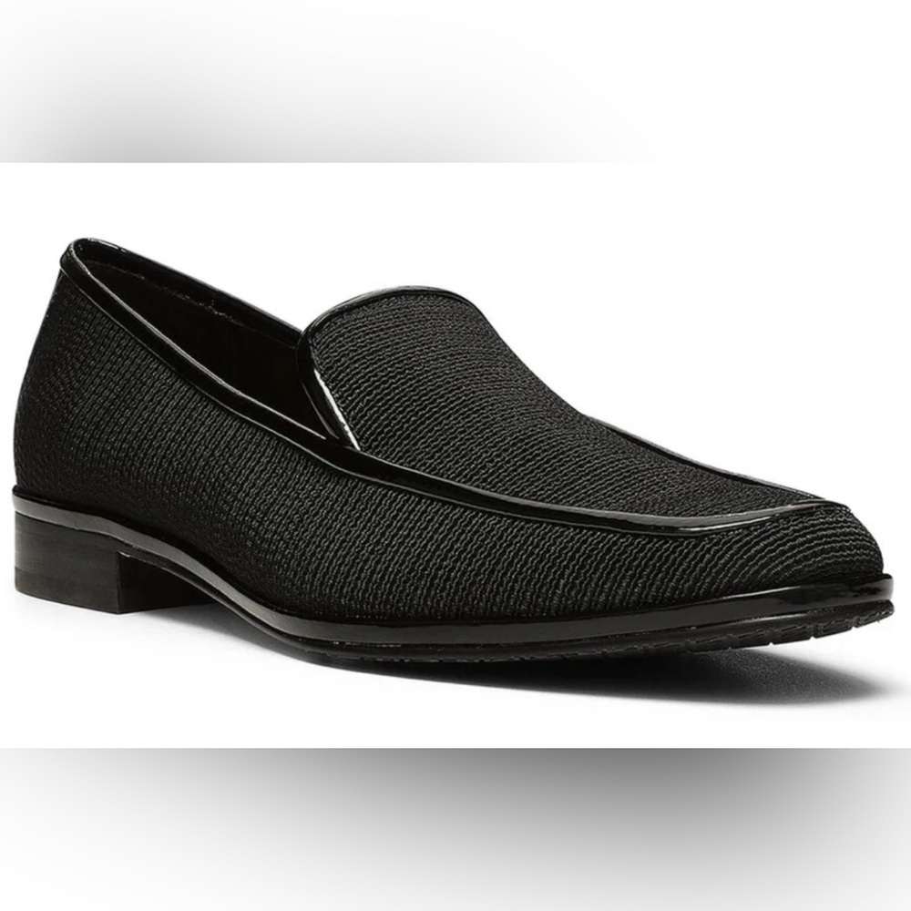 Donald Pliner NEW Tamryn Black Stretch Fabric Loafers Patent Trim Size 7.5